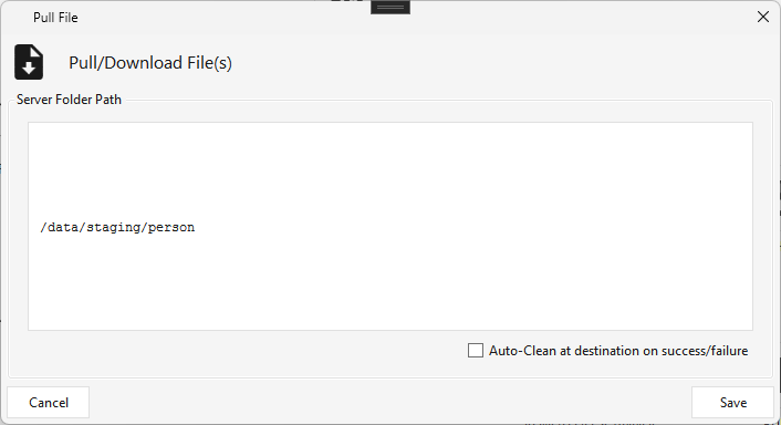 Pull File — Server Folder Path destination